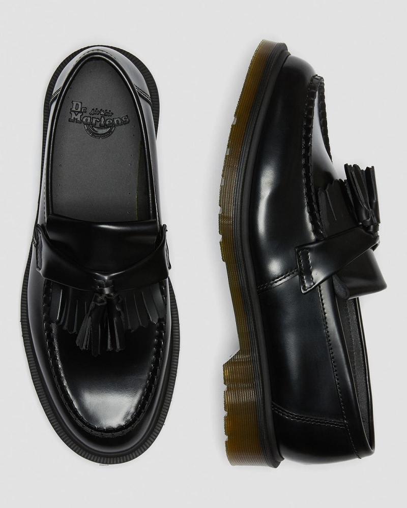 Men's Dr Martens Adrian Smooth Leather Tassle Loafers Oxfords Shoes Black | AU 615CTV